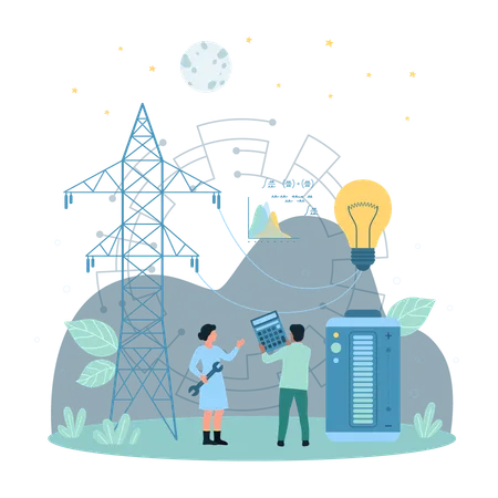 Electric power production and distribution  Illustration