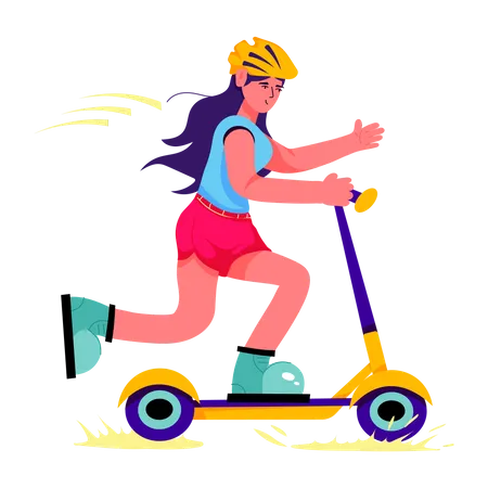 A Flat Illustration Of Electric Scooter Illustration