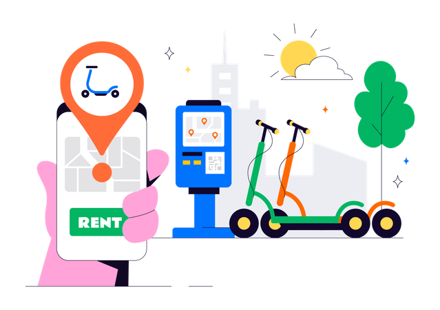 Electric Scooter route  Illustration