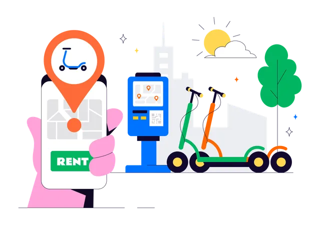 Electric Scooter route  Illustration