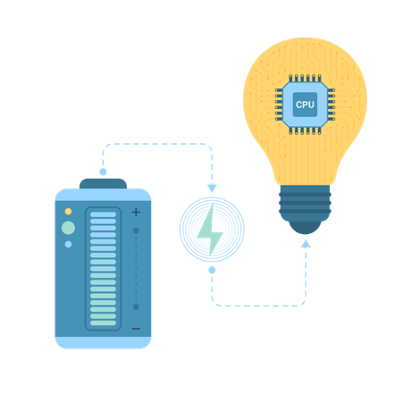 Electric simple circuit of battery  Illustration