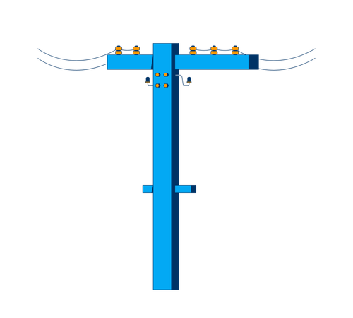 電線が張られた電柱  イラスト