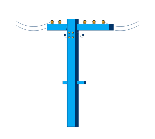 電線が張られた電柱  イラスト