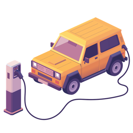 Electric Vehicle Car Charging Station  Illustration