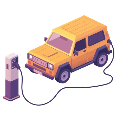 Electric Vehicle Car Charging Station  Illustration