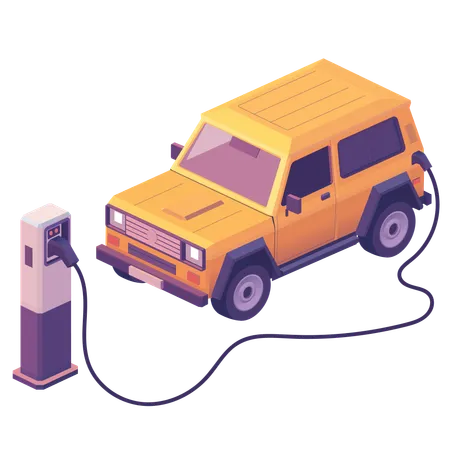 未来的な都市環境における電気自動車充電ステーション  イラスト