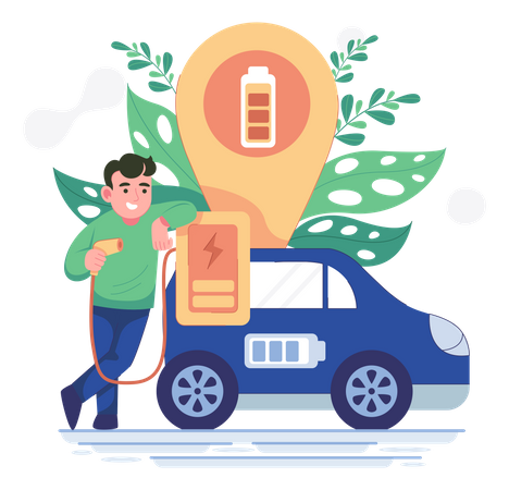 Electric vehicle charging station location Illustration