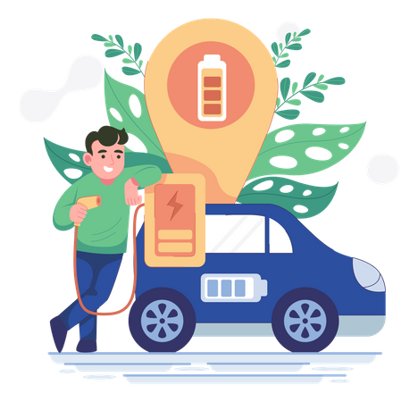 Electric vehicle charging station location  Illustration