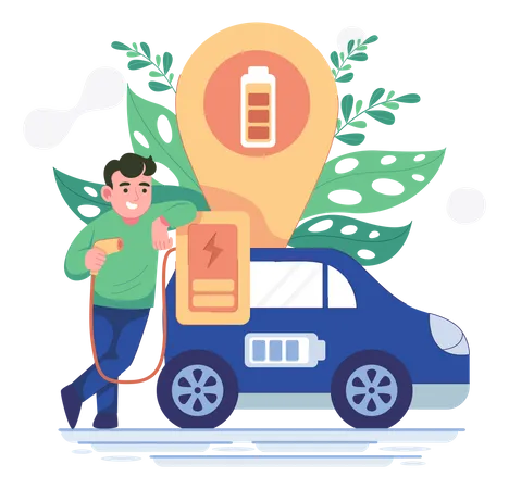 Electric vehicle charging station location  Illustration