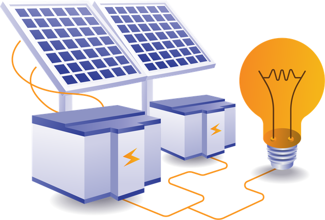 Electrical energy from solar panels  Illustration