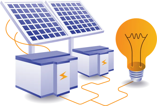 Electrical Energy From Solar Panels Illustration