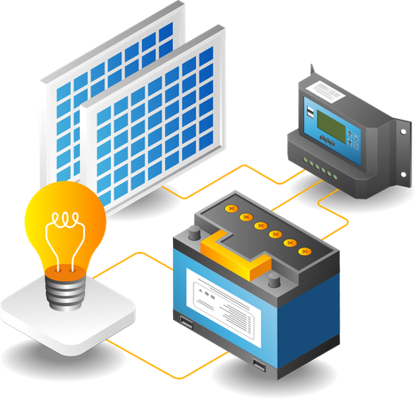 Electrical energy network system using solar panels  Illustration