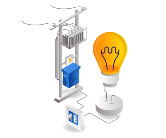 Electrical energy panel line pole  Illustration