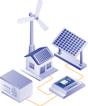 Electrical energy with solar panels  Illustration