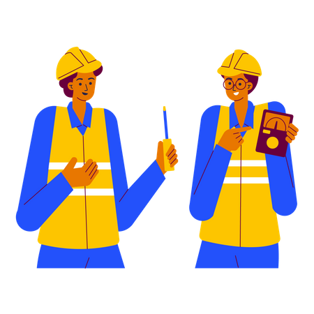 Electrical engineers working together  Illustration