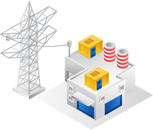 Electrical grid for industrial plants  Illustration