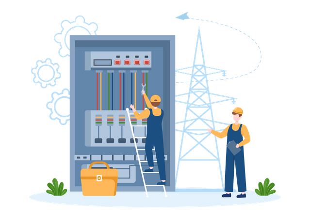 Electrical team working together  Illustration