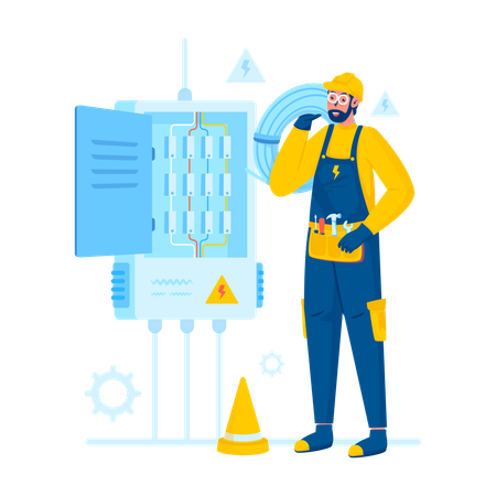 Electrical technician doing work  Illustration