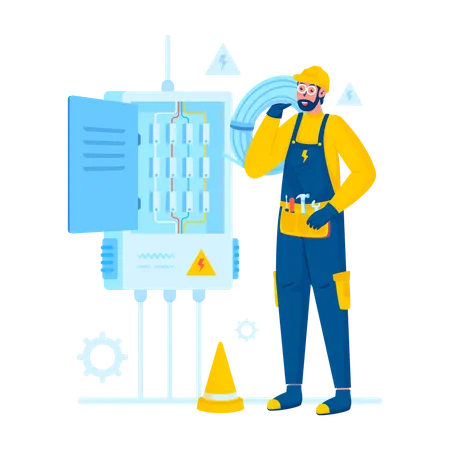 Electrical technician doing work  Illustration
