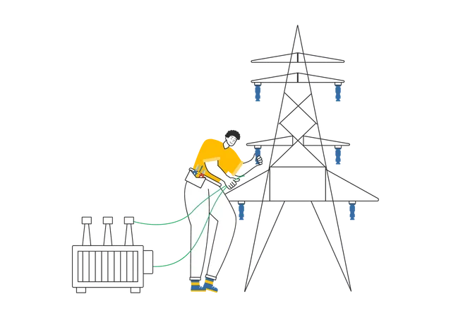 Electrician checking power supply  Illustration