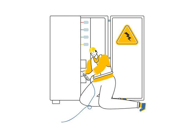 Electrician checking power supply  Illustration