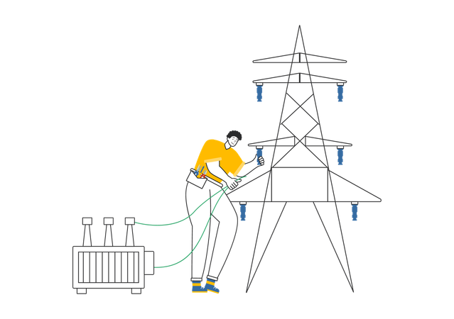 Electrician checking power supply  Illustration