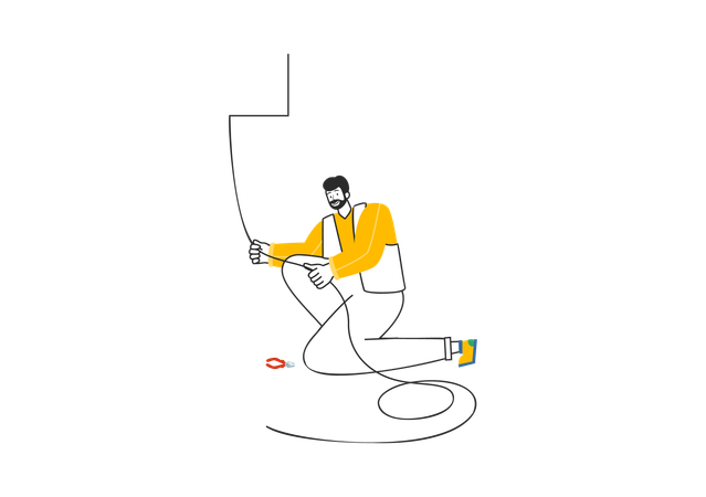 Electrician checking power supply  Illustration