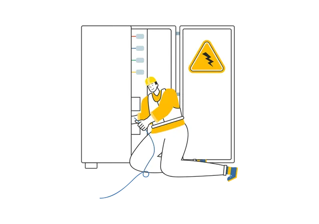 Electrician checking power supply  Illustration