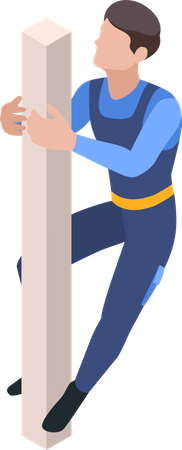 Electrician climbing pole  Illustration