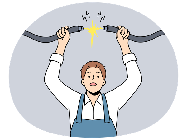 Electrician connect cables  Illustration