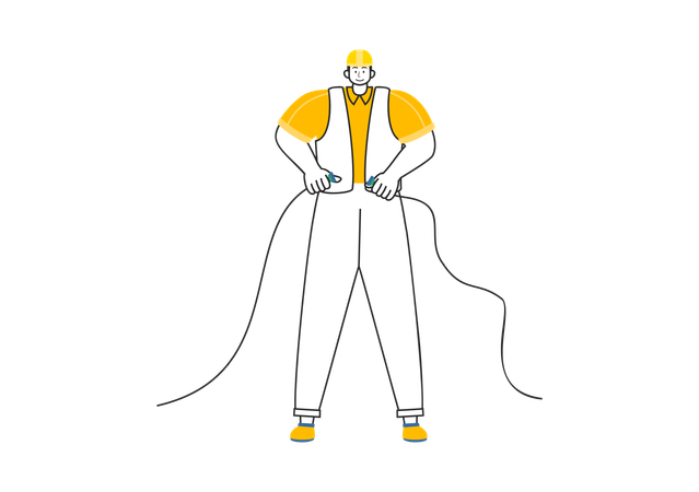 Electrician connecting power plug  Illustration