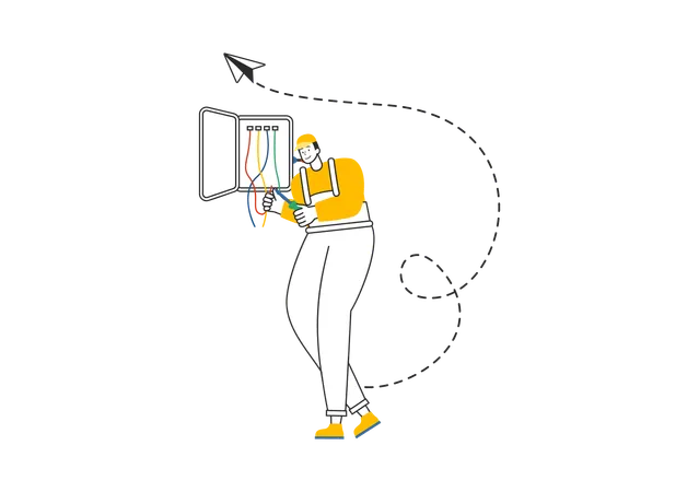 Electrician cutting wire  Illustration