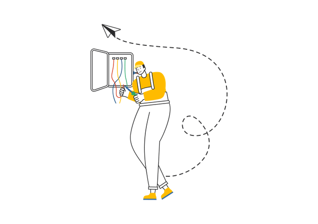 Electrician cutting wire  Illustration