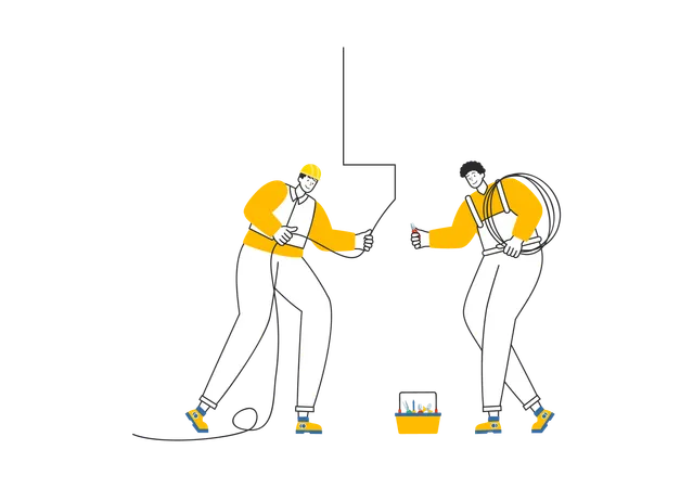 Electrician doing wiring work  Illustration