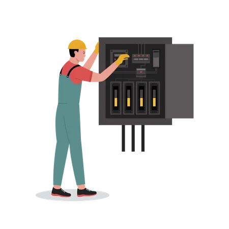 Vector Illustration Of Electrical Workers Illustration For Website Landing Page Mobile App Poster And Banner Trendy Flat Vector Illustration Illustration
