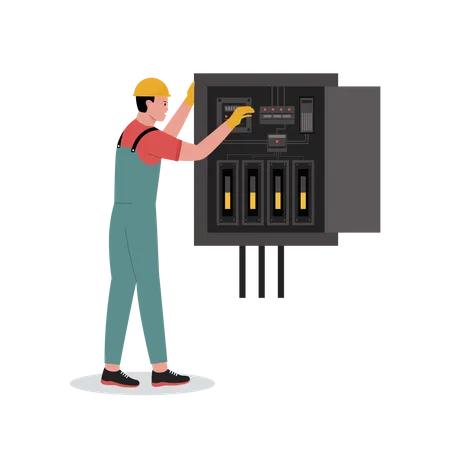 Electrician fixing power issues  Illustration