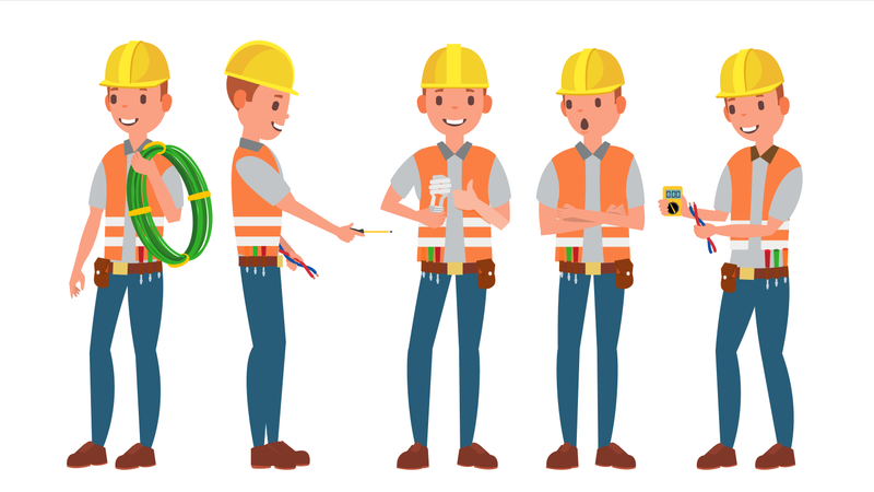 Electrician Flat Cartoon Illustration  Illustration