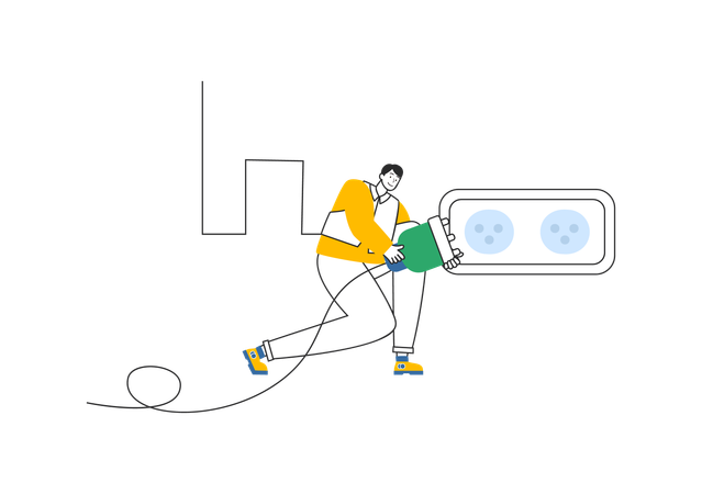 Electrician plugin in socket  Illustration