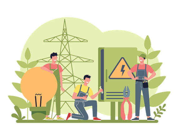 Electrician repairing service Illustration