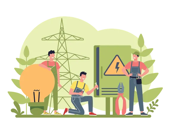 Electrician repairing service  Illustration