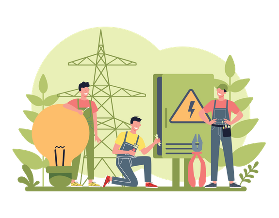 Electrician repairing service  Illustration