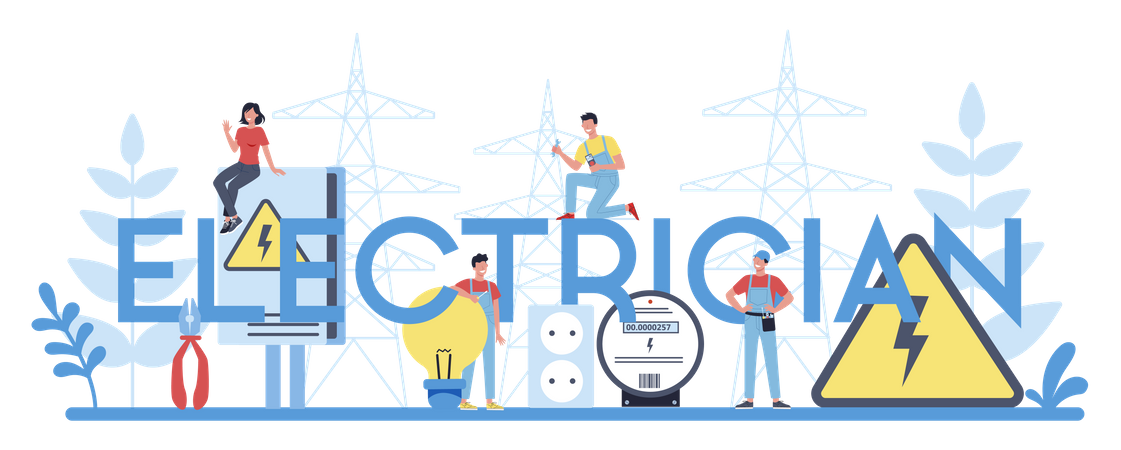 Electrician repairing service  Illustration