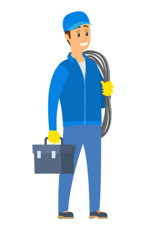 Electrician repairs house wiring  Illustration