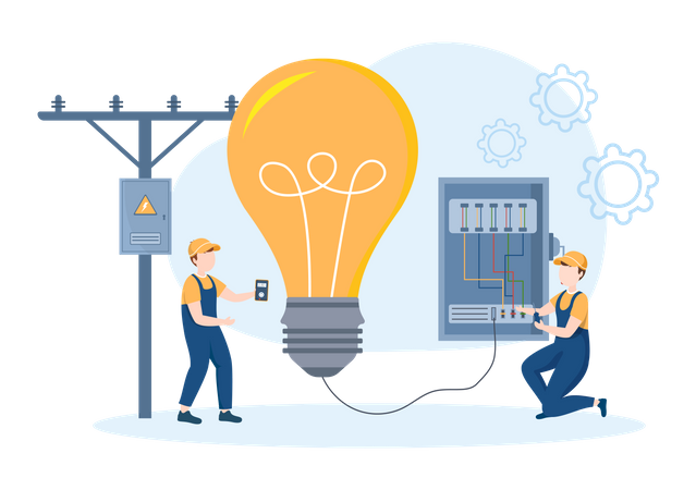 Electrician starting bulb  Illustration