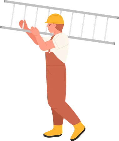 Electrician With Ladder  Illustration