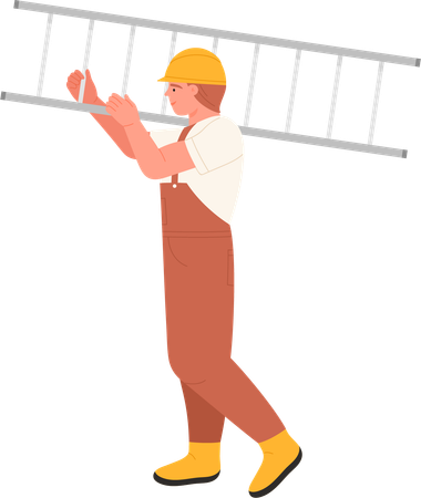 Electrician With Ladder  Illustration