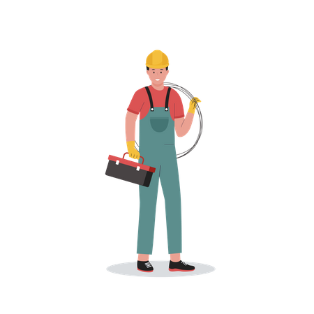 Electrician with toolbox Illustration