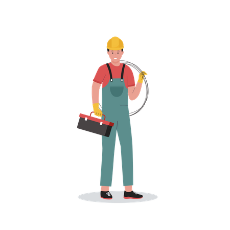 Electrician with toolbox  Illustration