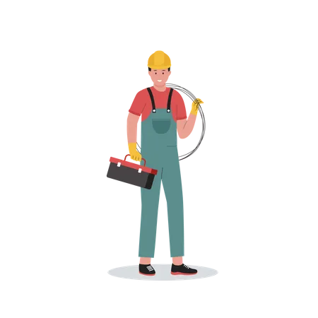 Electrician with toolbox  Illustration