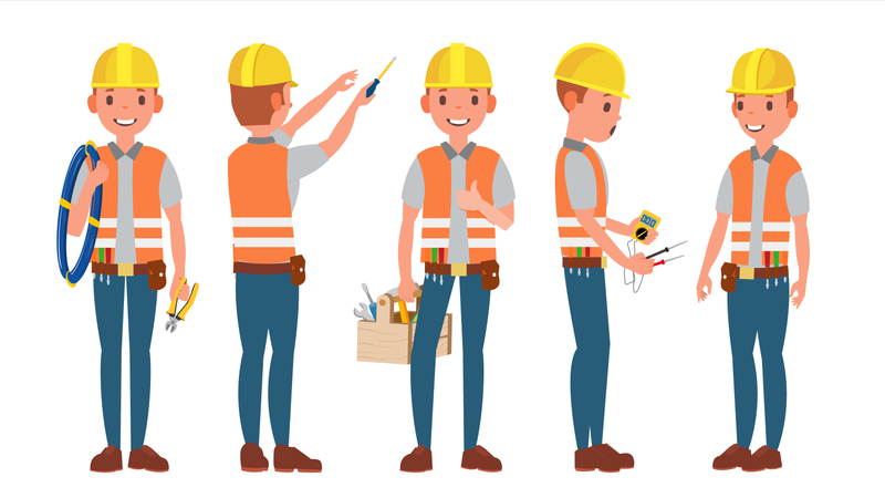 Electrician Working Gesture Illustration